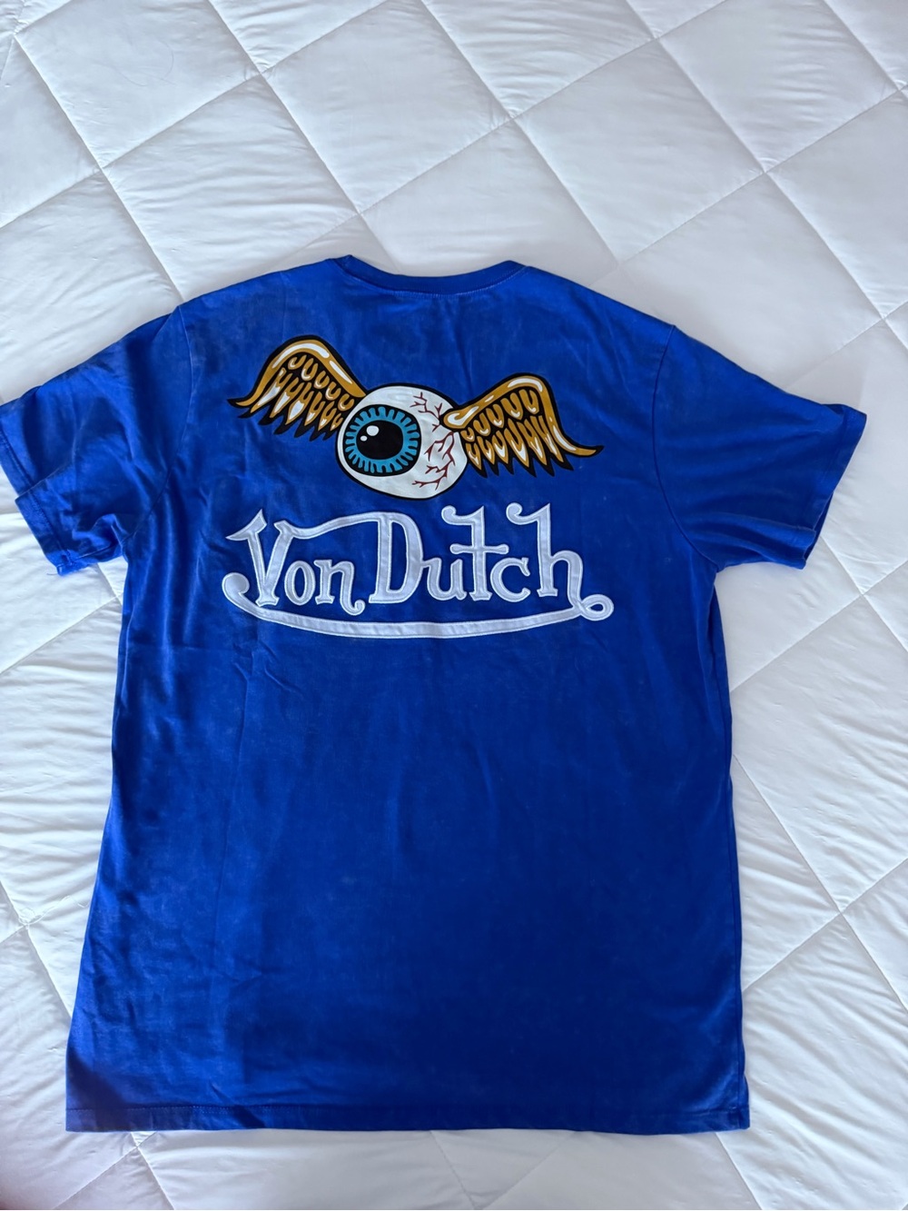 Von Dutch Royal Blue Tee with Winged Eyeball Graphic